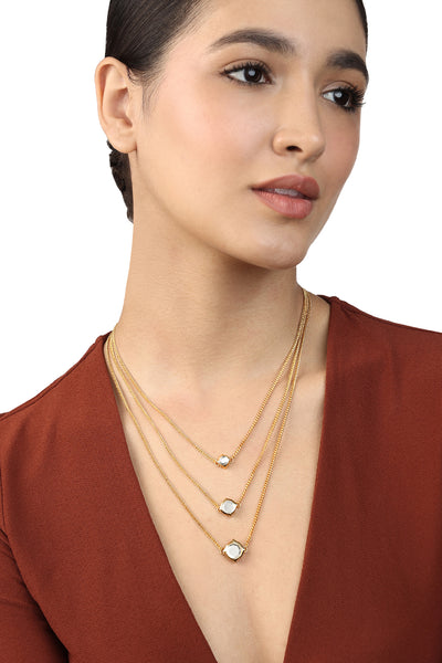 Isharya Lumen Trio Necklace In 18Kt Gold Plated indian designer wear online shopping melange singapore