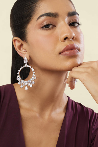 Isharya Lunar Elegance Moon Baalis In Rhodium Plating indian designer wear online shopping melange singapore 