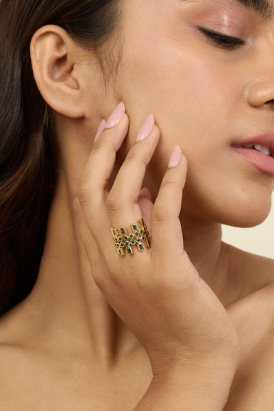 Isharya Lush Dreams Statement Ring In 18Kt Gold Plated indian designer wear online shopping melange singapore 