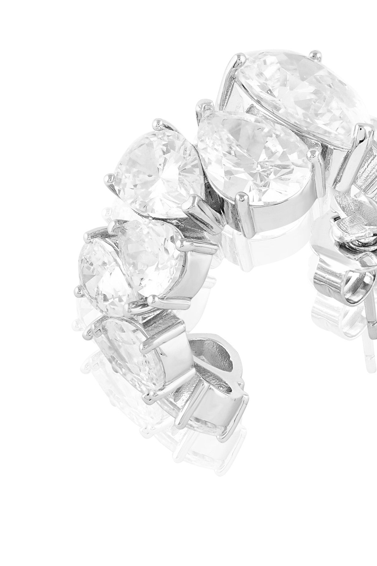 Isharya Luxe Glow Statement Hoops In Rhodium Plating indian designer wear online shopping melange singapore 