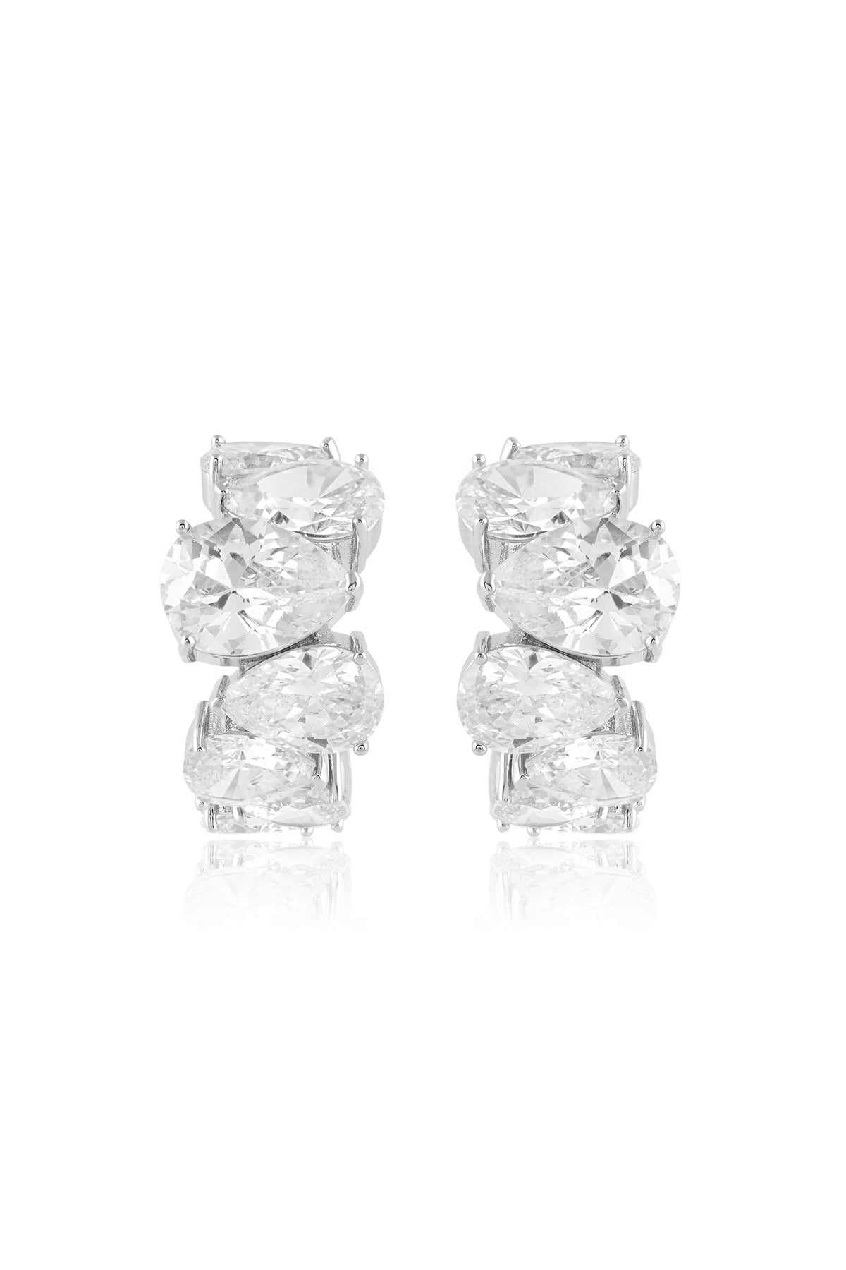 Isharya Luxe Glow Statement Hoops In Rhodium Plating indian designer wear online shopping melange singapore 