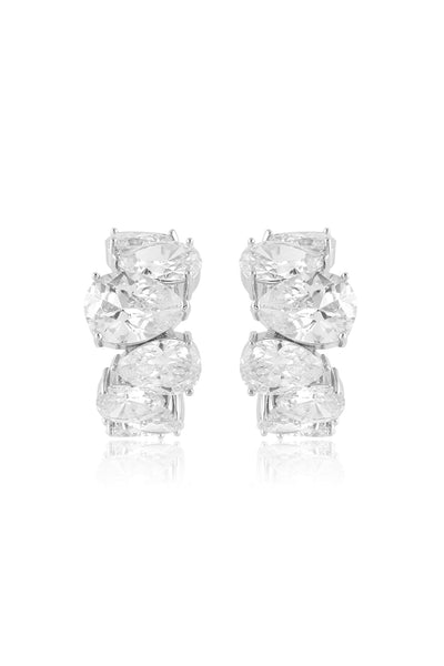 Isharya Luxe Glow Statement Hoops In Rhodium Plating indian designer wear online shopping melange singapore 