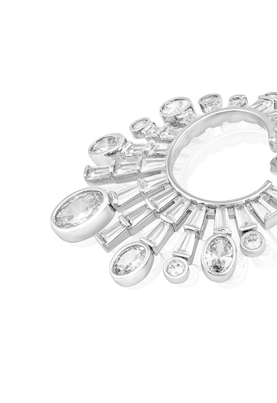 Isharya Luxe Indian Front Back Earrings In Rhodium Plating indian designer wear online shopping melange singapore