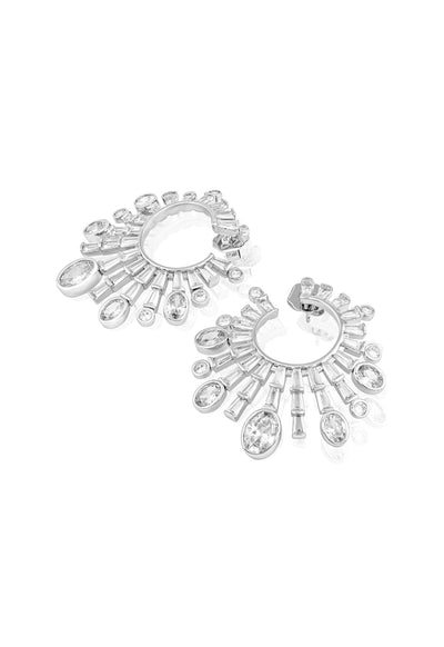 Isharya Luxe Indian Front Back Earrings In Rhodium Plating indian designer wear online shopping melange singapore