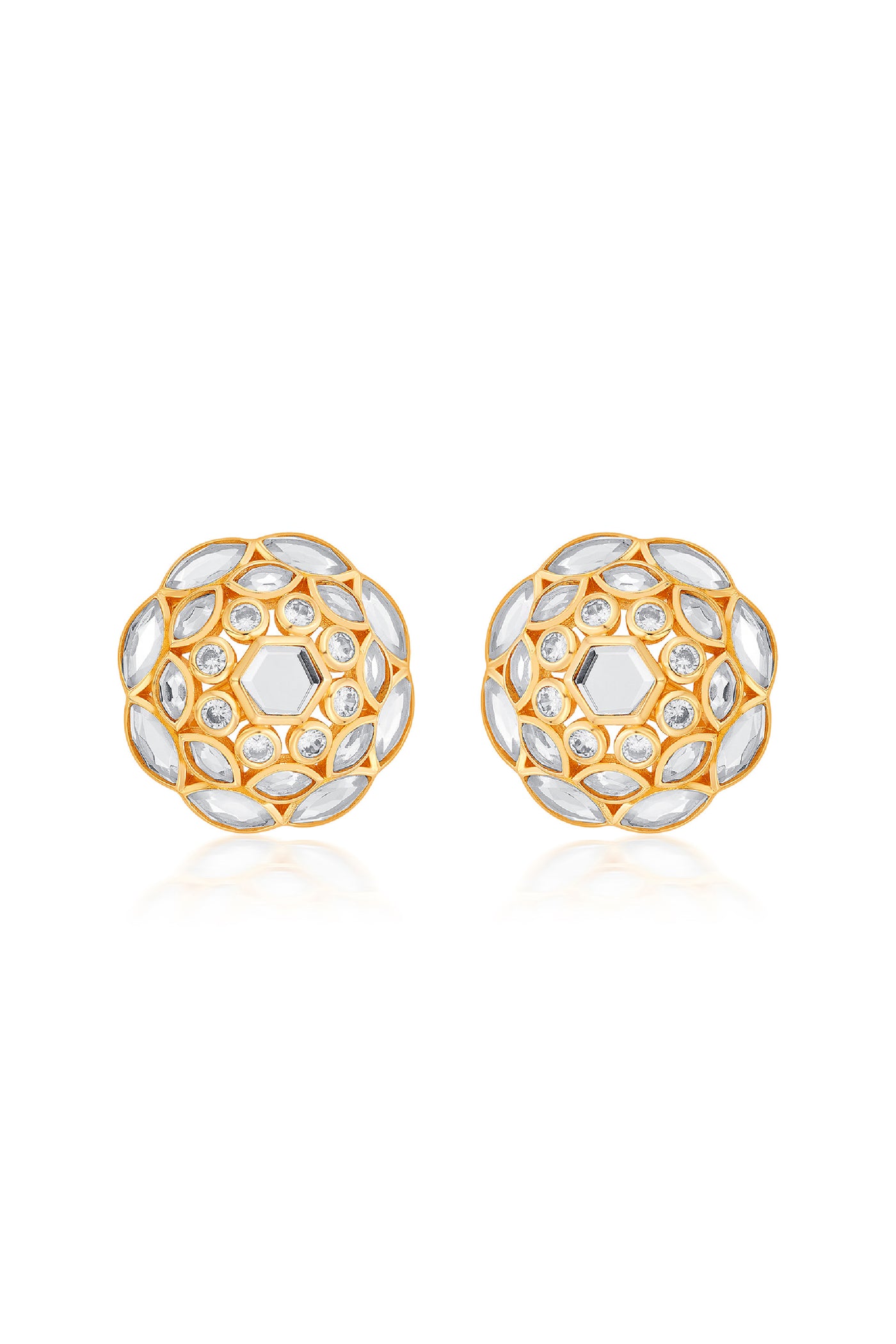 Isharya Marquise Mirror Cluster Stud Earrings indian designer wear online shopping melange singapore