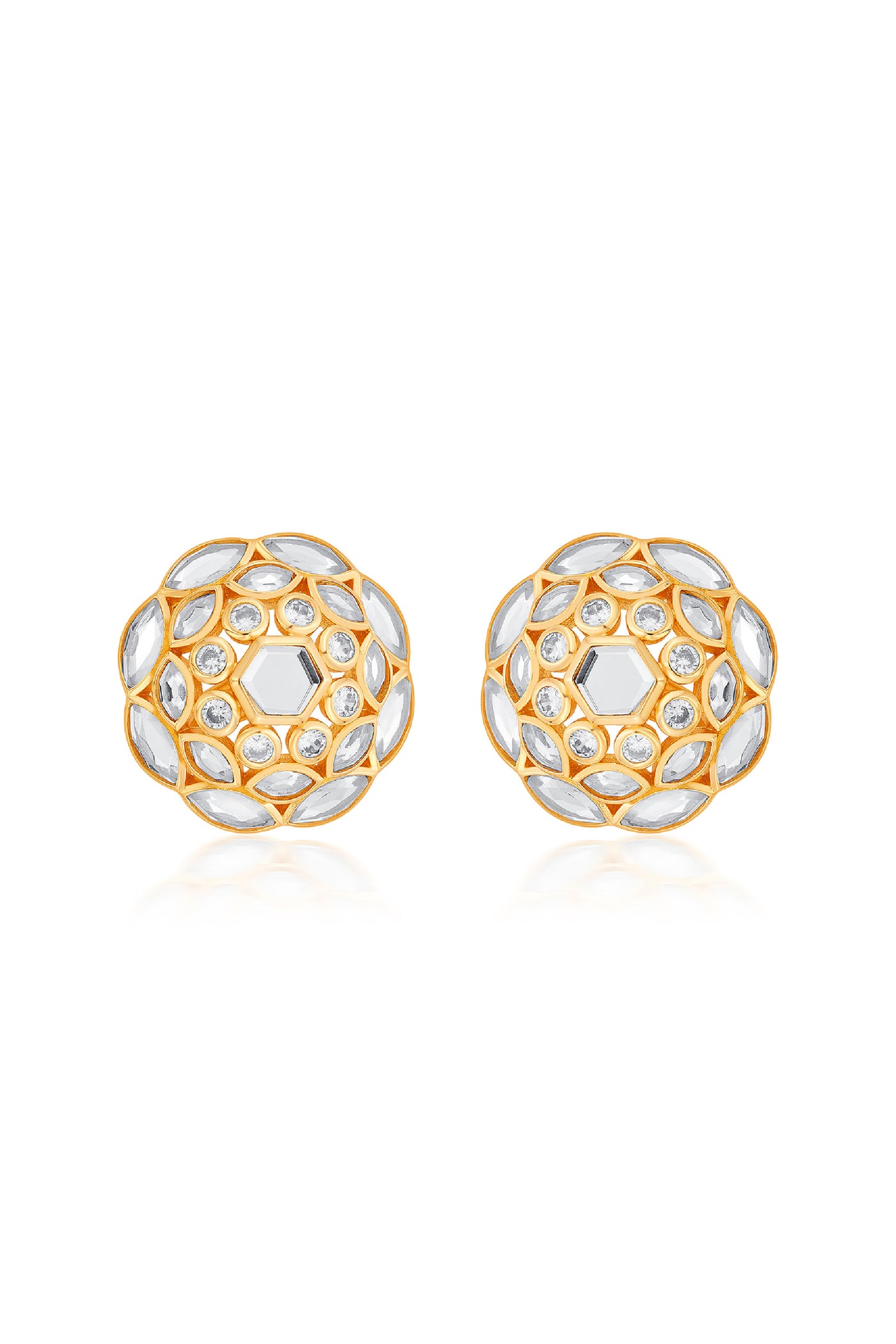 Isharya Marquise Mirror Cluster Stud Earrings indian designer wear online shopping melange singapore