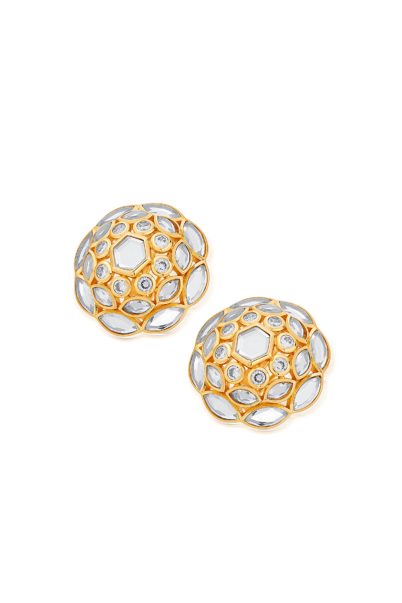 Isharya Marquise Mirror Cluster Stud Earrings indian designer wear online shopping melange singapore