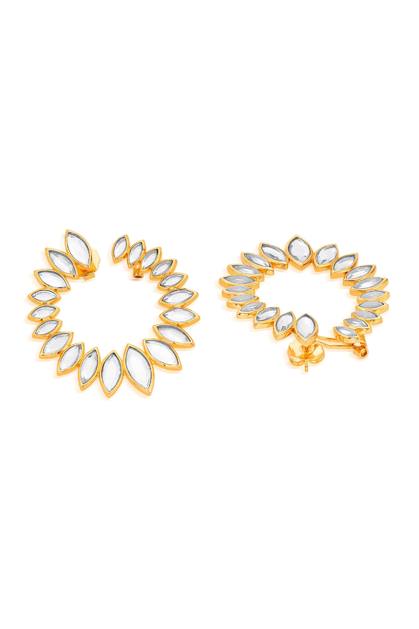 Isharya Marquise Mirror Orange Peel Earrings indian designer wear online shopping melange singapore