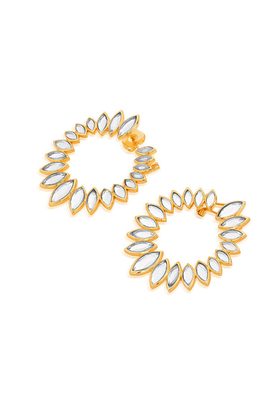 Isharya Marquise Mirror Orange Peel Earrings indian designer wear online shopping melange singapore