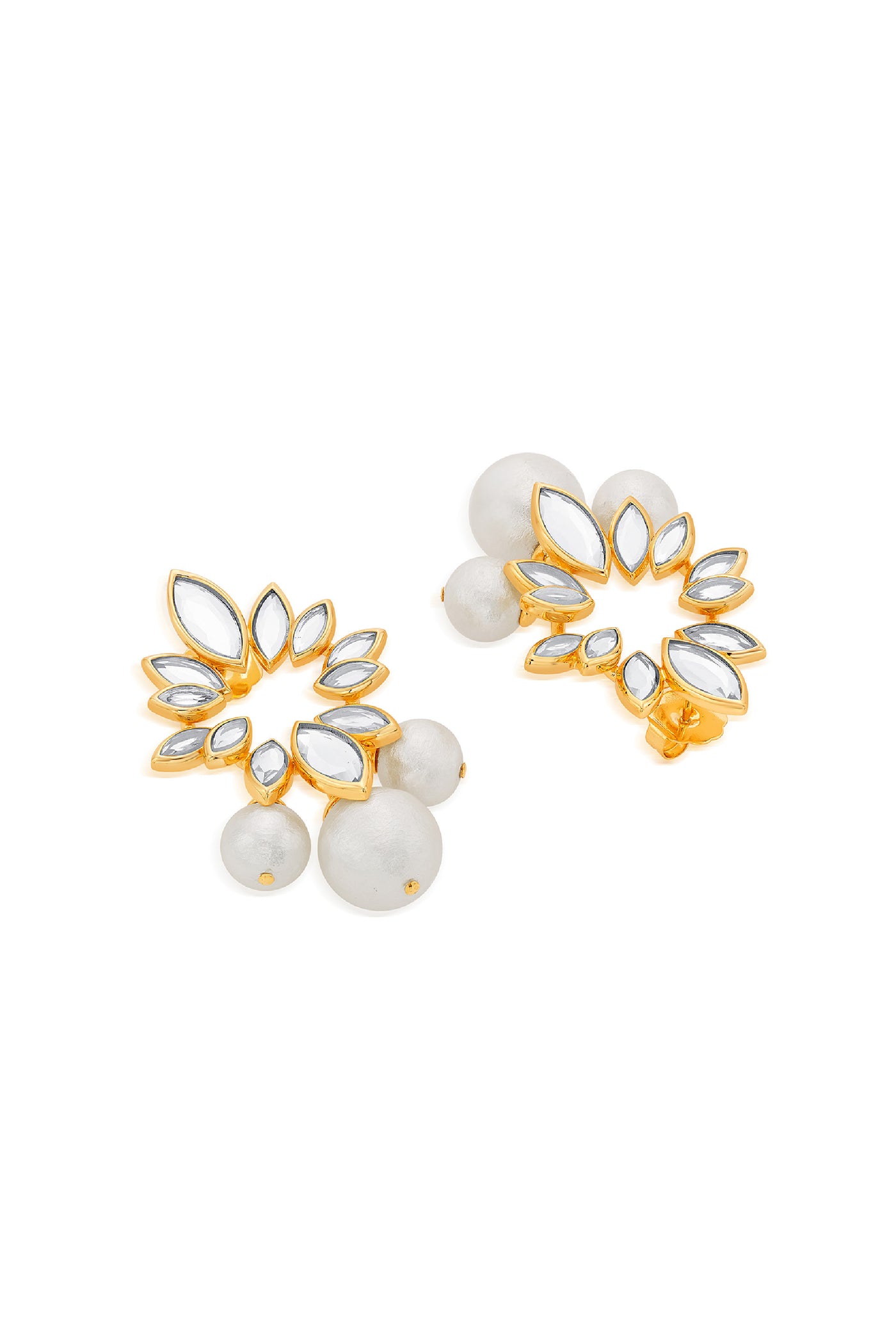 Isharya Marquise Mirror Pearl Earrings indian designer wear online shopping melange singapore