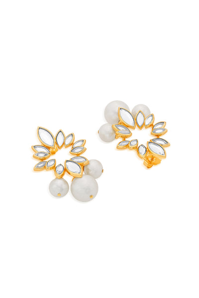 Isharya Marquise Mirror Pearl Earrings indian designer wear online shopping melange singapore