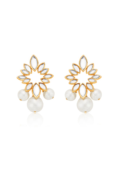 Isharya Marquise Mirror Pearl Earrings indian designer wear online shopping melange singapore