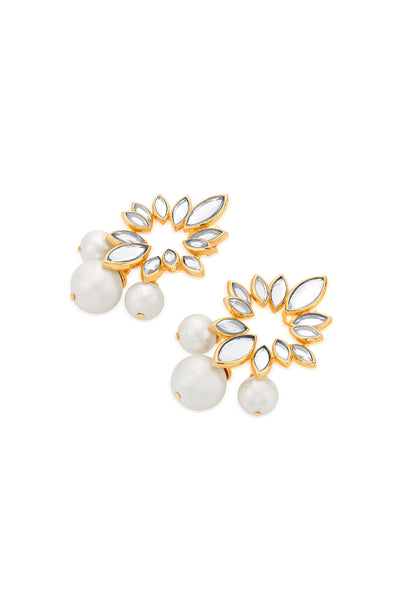 Isharya Marquise Mirror Pearl Earrings indian designer wear online shopping melange singapore