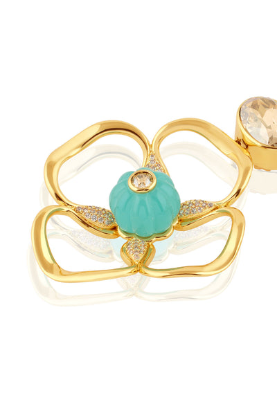 Isharya Midnight Bloom Dangler Earrings 18Kt Gold Plated indian designer wear online shopping melange singapore 
