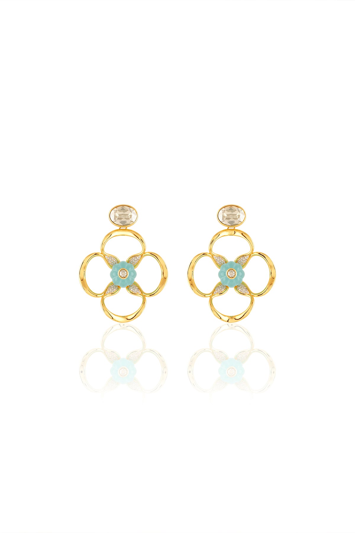 Isharya Midnight Bloom Dangler Earrings 18Kt Gold Plated indian designer wear online shopping melange singapore 
