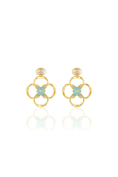 Isharya Midnight Bloom Dangler Earrings 18Kt Gold Plated indian designer wear online shopping melange singapore 
