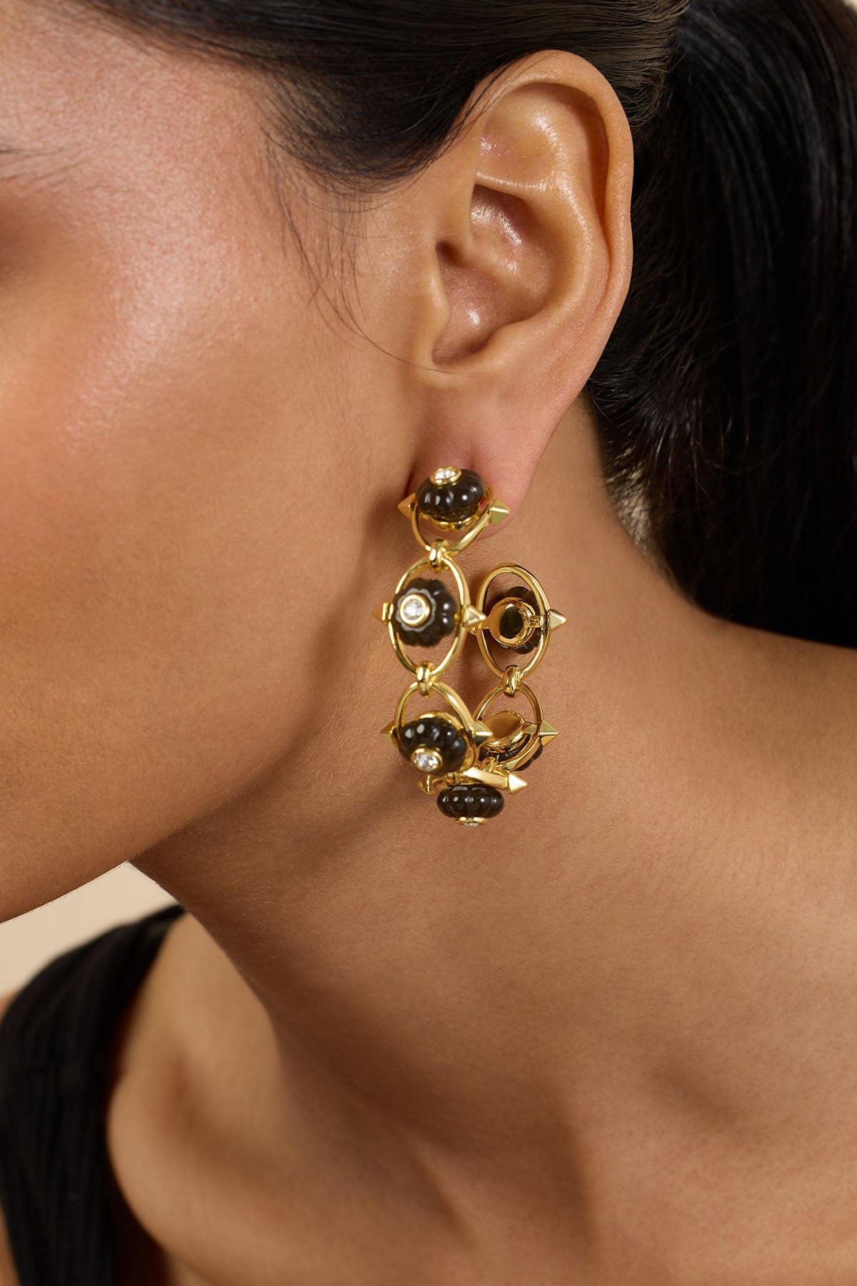 Isharya Midnight Bloom Hoop Earrings 18Kt Gold Plated indian designer wear online shopping melange singapore