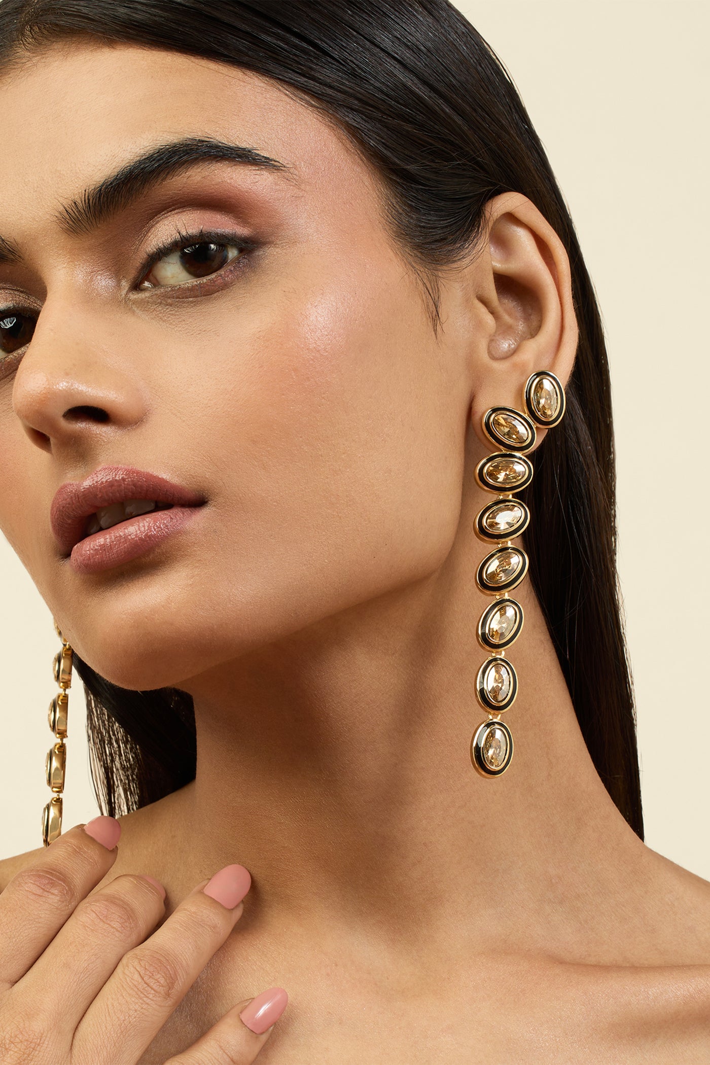 Isharya Mocha Mousse Dangler Earrings 18Kt Gold Plated indian designer wear online shopping melange singapore