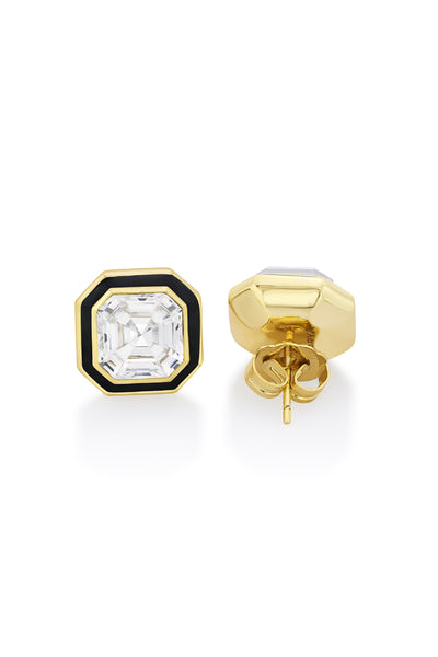 Isharya Moss Gold Octa Crystal Studs indian designer wear online shopping melange singapore