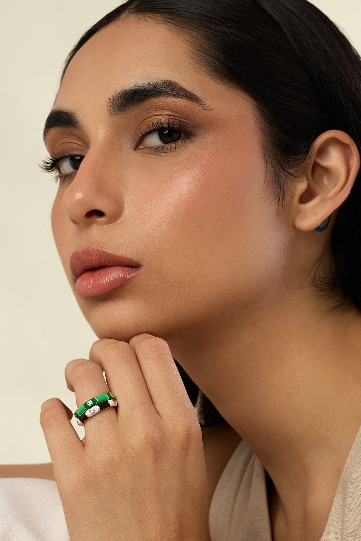 Isharya Mystic Gaze Ring Stack In 18kt Gold Plated indian designer wear online shopping melange singapore 