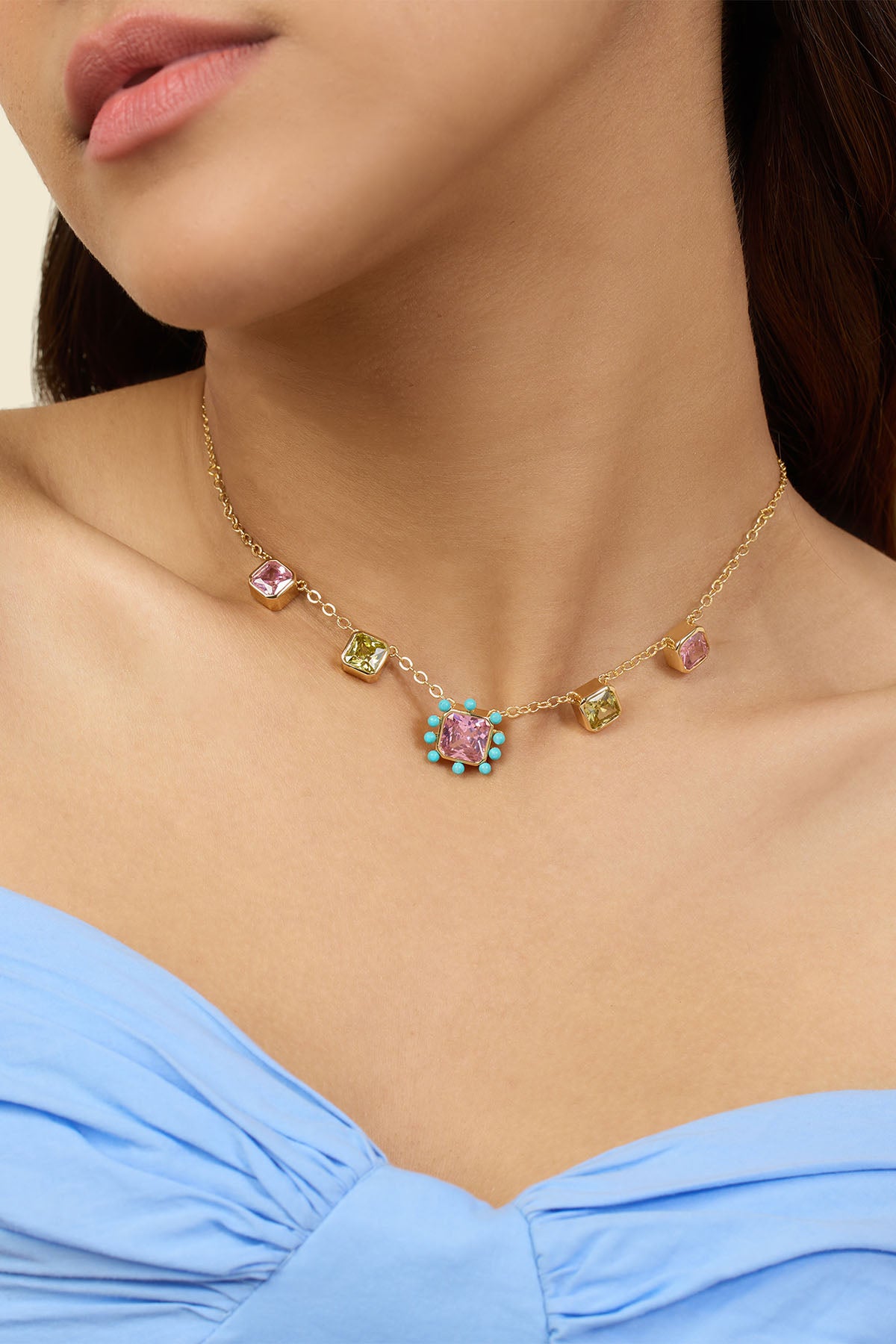 Isharya Neon Candy Charm Necklace In 18Kt Gold Plated indian designer wear online shopping melange singapore 