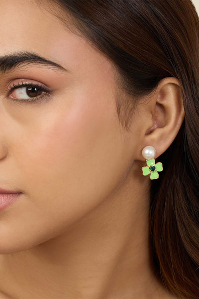 Isharya Neon Clover Earrings In 18Kt Gold Plated indian designer wear online shopping melange singapore 