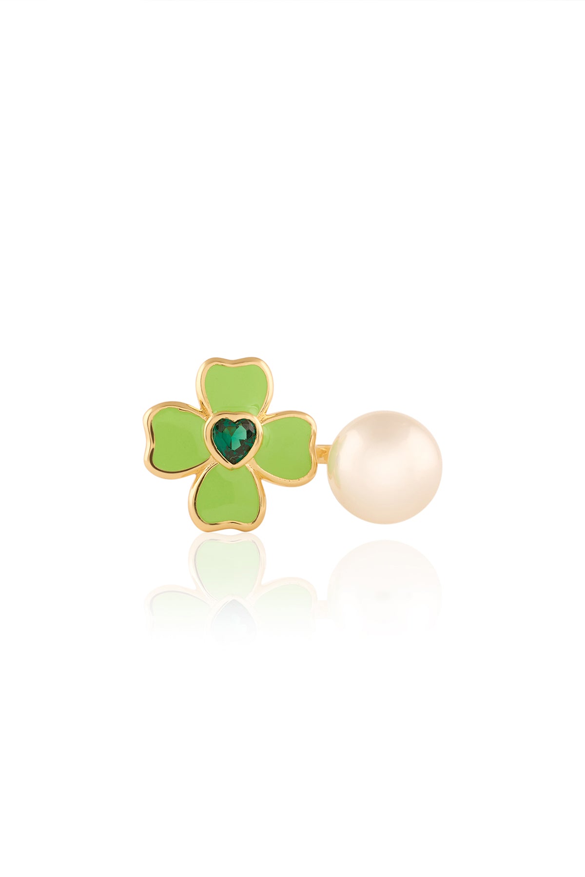 Isharya Neon Clover Pearl Ring In 18Kt Gold Plated indian designer wear online shopping melange singapore 
