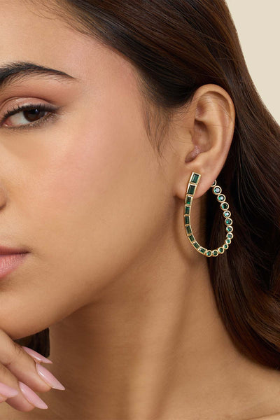 Isharya Neon Crystal Front Back Earrings In 18Kt Gold Plated indian designer wear online shopping melange singapore 