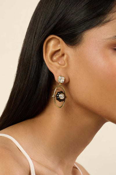 Isharya Noir Flora Dangler Earrings 18Kt Gold Plated indian designer wear online shopping melange singapore 