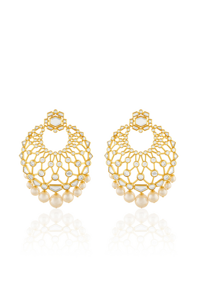 Noor Moon Baali In 18Kt Gold Plated Melange Singapore Pearl Online Shopping Indian Designer Wear Isharya