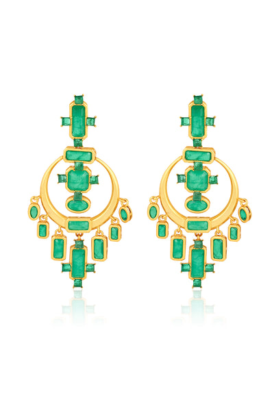Isharya Oceana Green Danglers indian designer wear online shopping melange singapore
