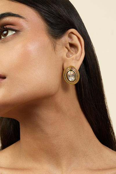 Isharya Oceanus Button Earrings 18Kt Gold Plated indian designer wear online shopping melange singapore