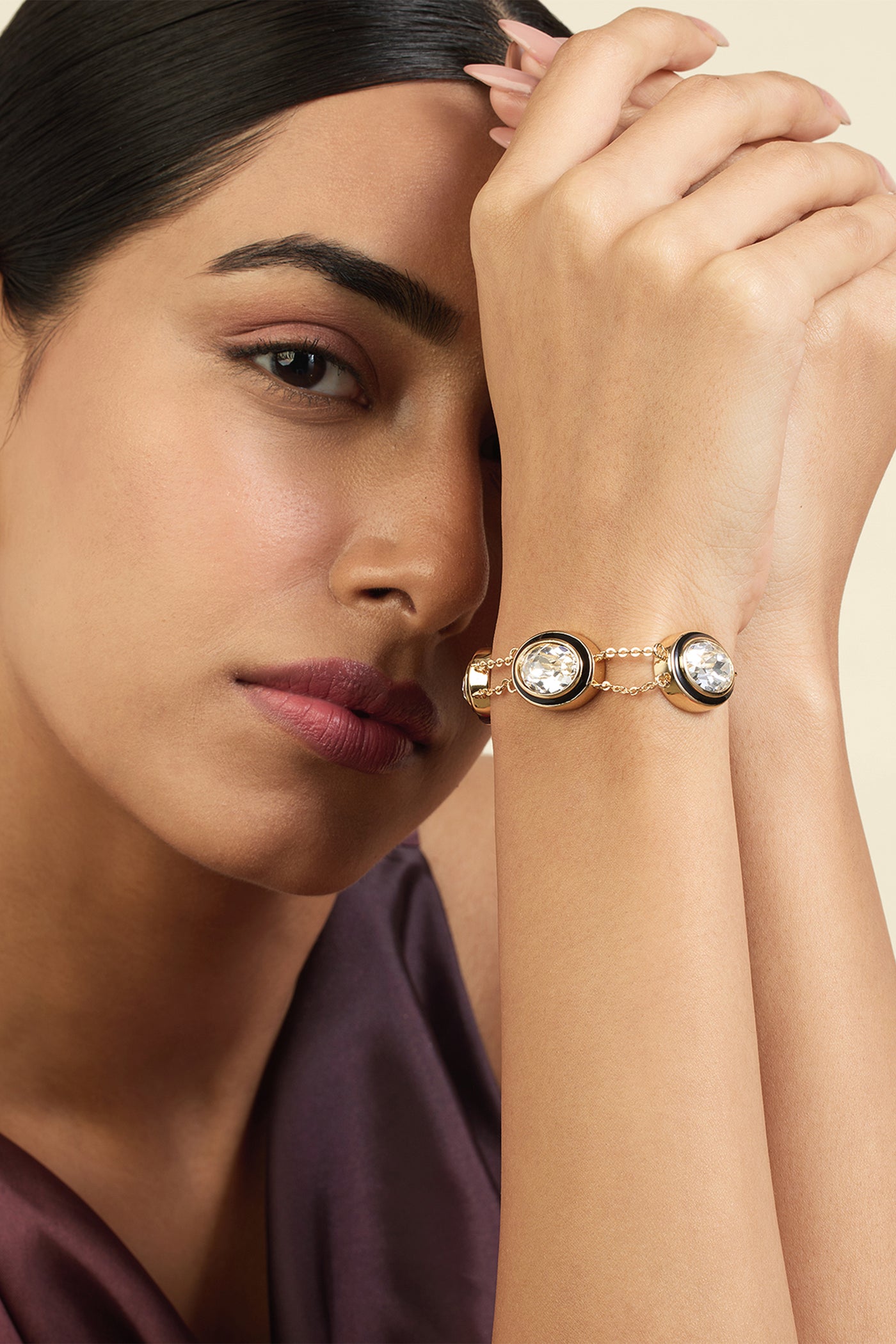 Isharya Oceanus Oval Bolo Bracelet 18Kt Gold Plated indian designer wear online shopping melange singapore
