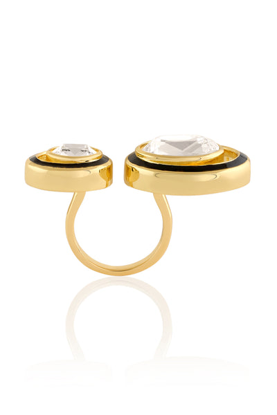 Isharya Oceanus Two Head Ring 18Kt Gold Plated indian designer wear online shopping melange singapore