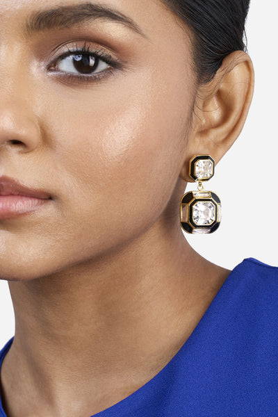 Isharya Optic Double Crystal Studs indian designer wear online shopping melange singapore