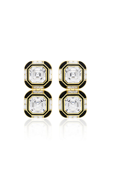 Isharya Optical Oversized Double Crystal Studs indian designer wear online shopping melange singapore