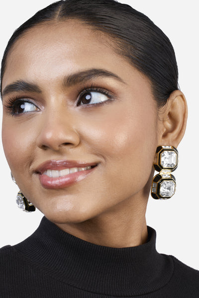 Isharya Optical Oversized Double Crystal Studs indian designer wear online shopping melange singapore