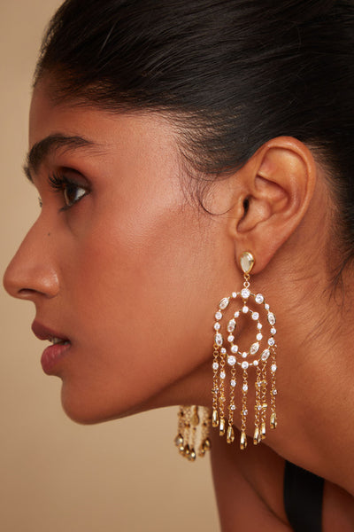 Isharya Paradise Dew Chandelier Statement Earrings indian designer wear online shopping melange singapore