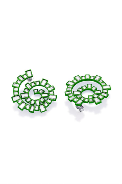 Isharya Parakeet Green Spiral Earrings In Colored Plating jewellery indian designer wear online shopping melange singapore