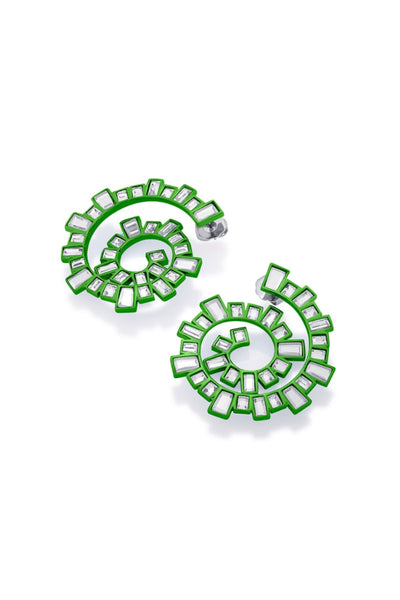 Isharya Parakeet Green Spiral Earrings In Colored Plating jewellery indian designer wear online shopping melange singapore