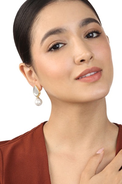 Isharya Pearl Drop Earrings In 18Kt Gold Plated indian designer wear online shopping melange singapore