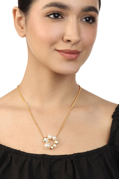 Isharya Perla Circle Necklace In 18Kt Gold Plated indian designer wear online shopping melange singapore
