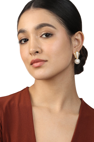 Isharya Perla Deco Earrings In 18Kt Gold Plated indian designer wear online shopping melange singapore