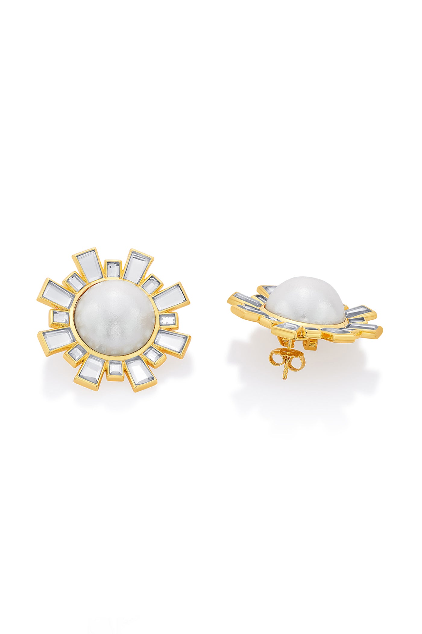 Isharya Perla Deco Stud Earrings In 18Kt Gold Plated indian designer wear online shopping melange singapore