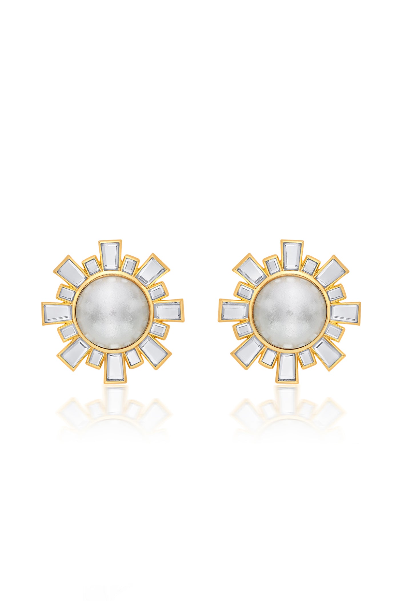 Isharya Perla Deco Stud Earrings In 18Kt Gold Plated indian designer wear online shopping melange singapore
