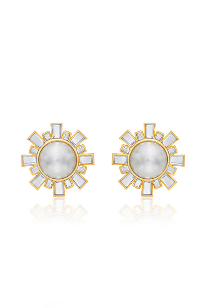 Isharya Perla Deco Stud Earrings In 18Kt Gold Plated indian designer wear online shopping melange singapore