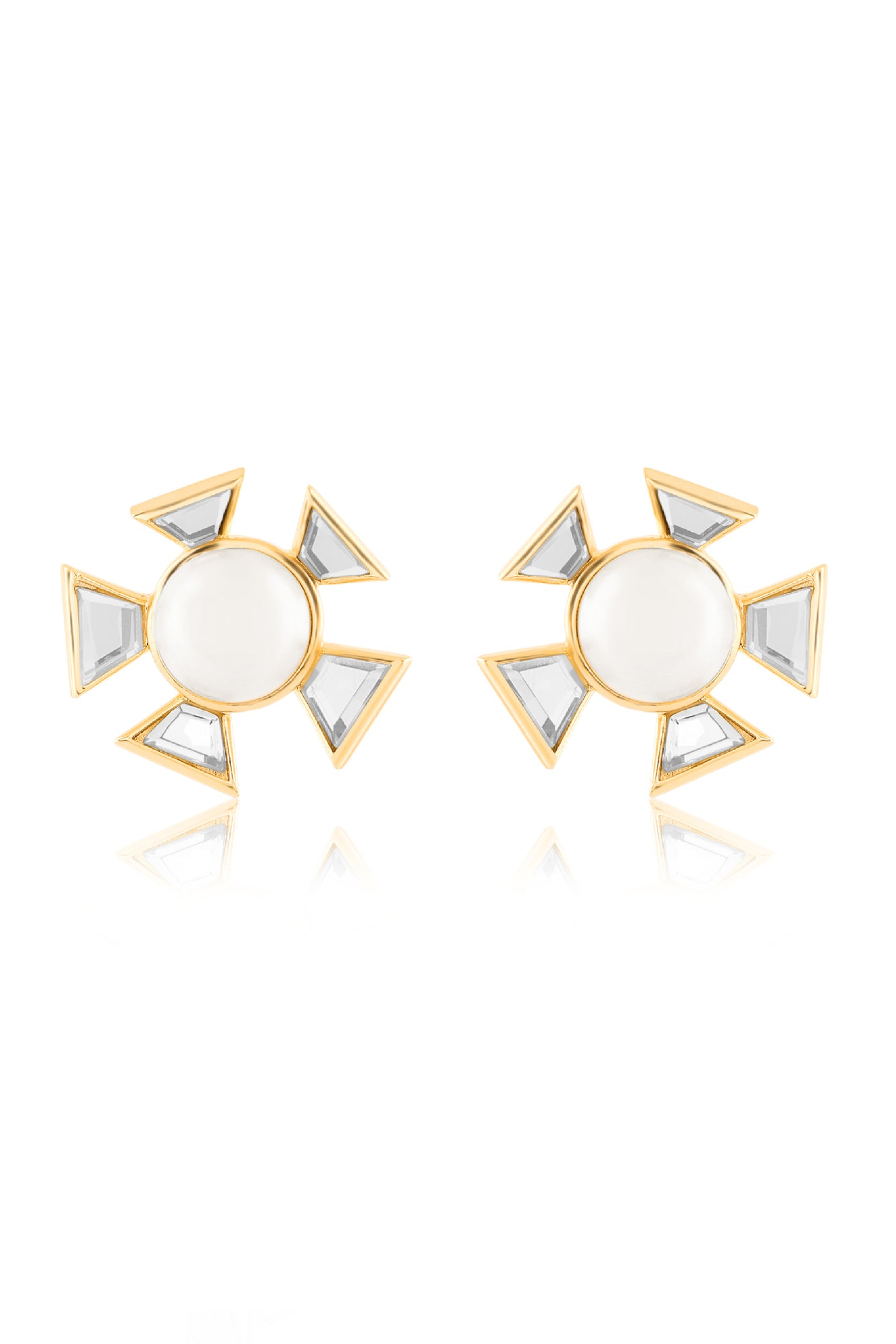 Isharya Perla Mirror Stud Earrings In 18Kt Gold Plated indian designer wear online shopping melange singapore