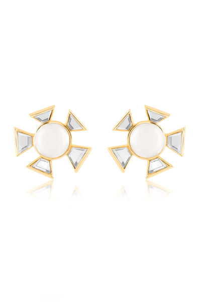 Isharya Perla Mirror Stud Earrings In 18Kt Gold Plated indian designer wear online shopping melange singapore