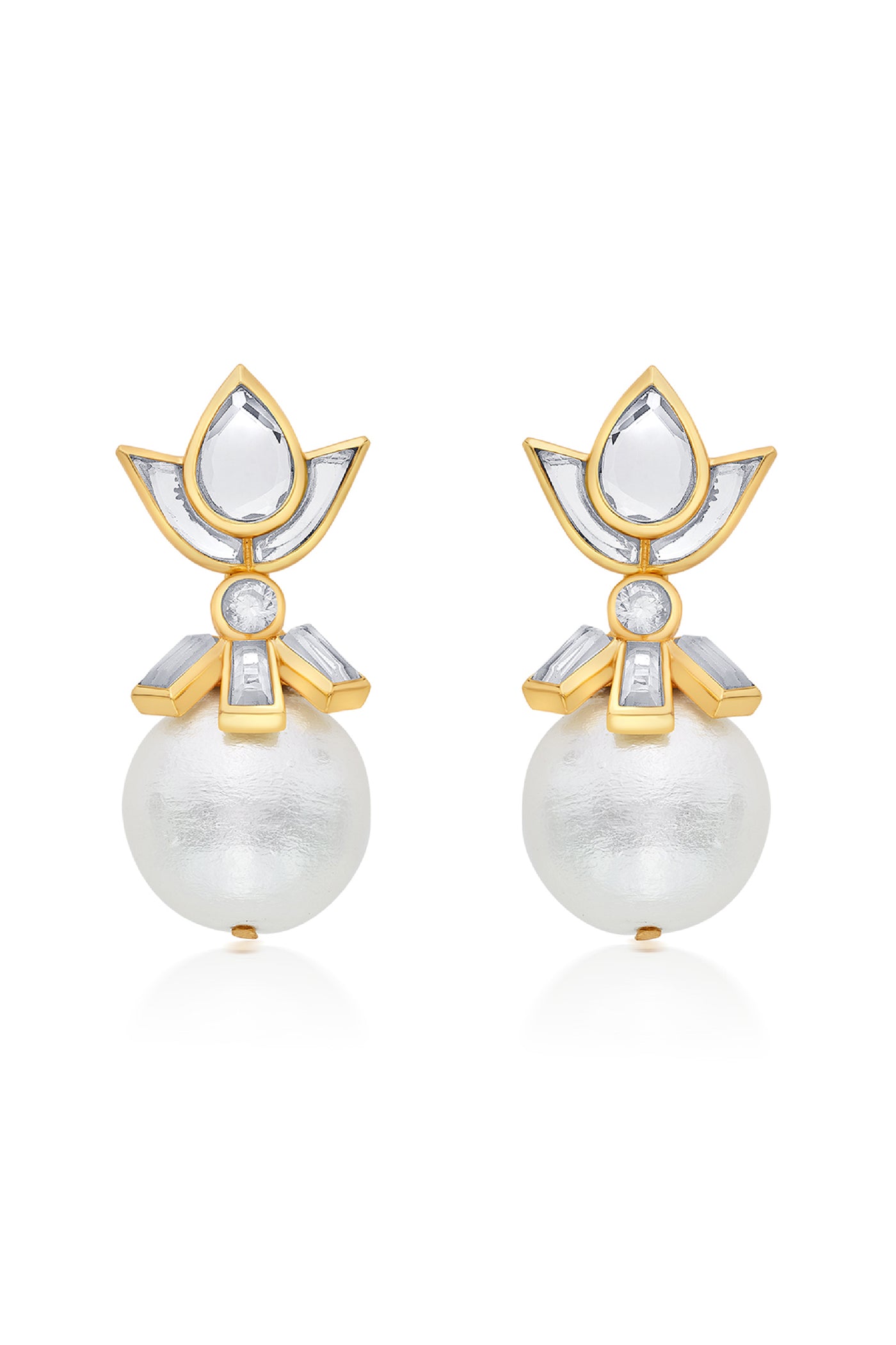 Isharya Perla Statement Stud Earrings In 18Kt Gold Plated indian designer wear online shopping melange singapore