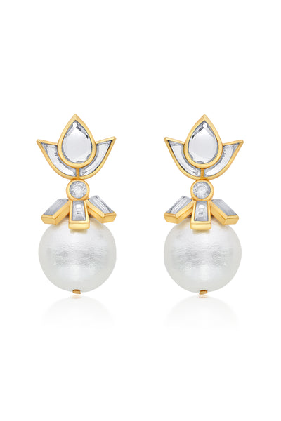 Isharya Perla Statement Stud Earrings In 18Kt Gold Plated indian designer wear online shopping melange singapore